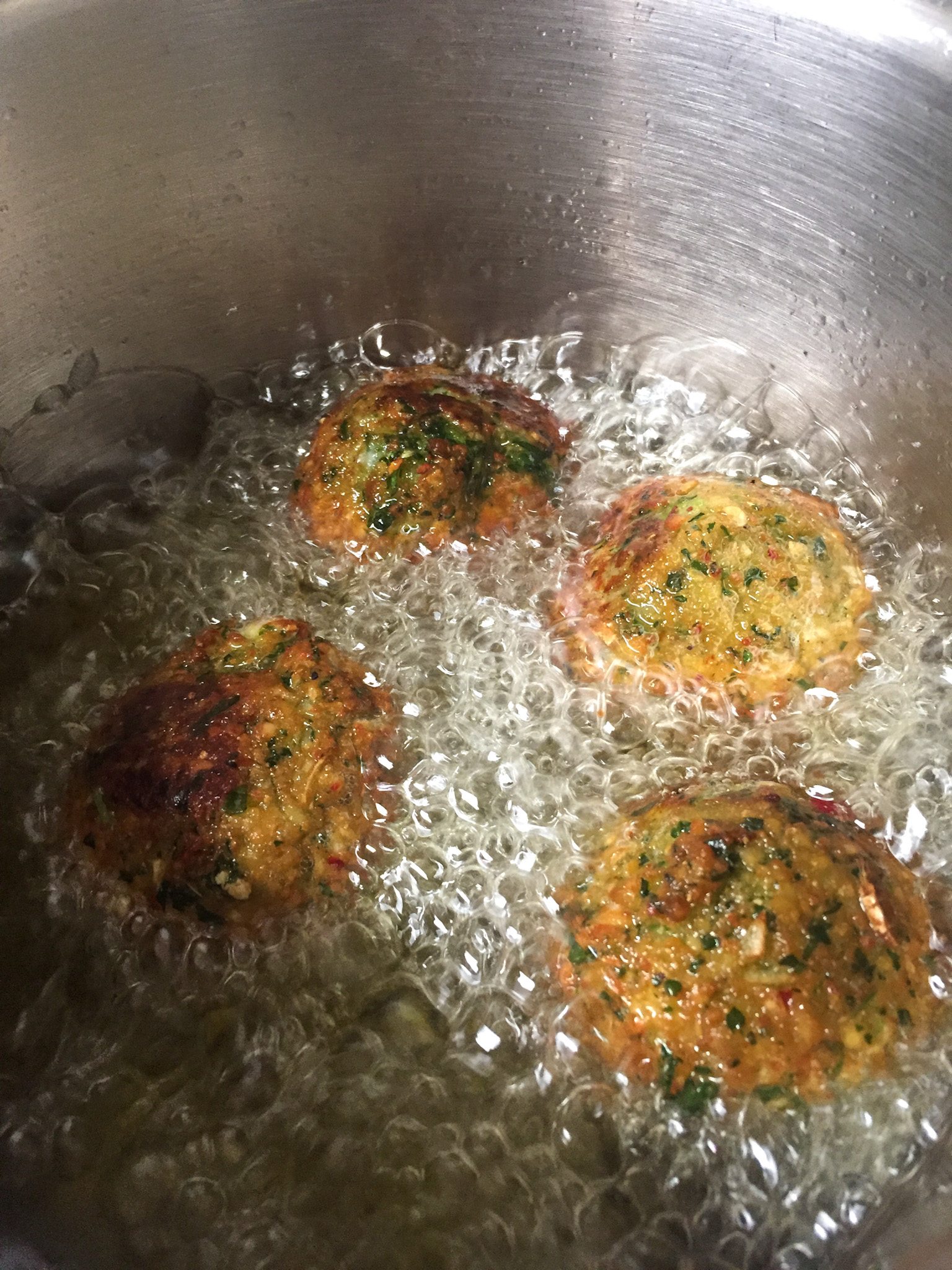 Falafel frying